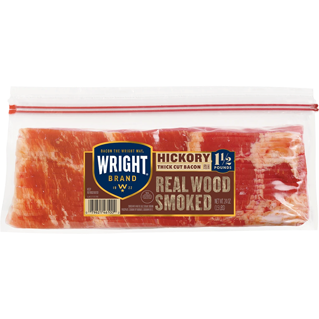 Wright Brand Hickory Smoked bacon in packaging